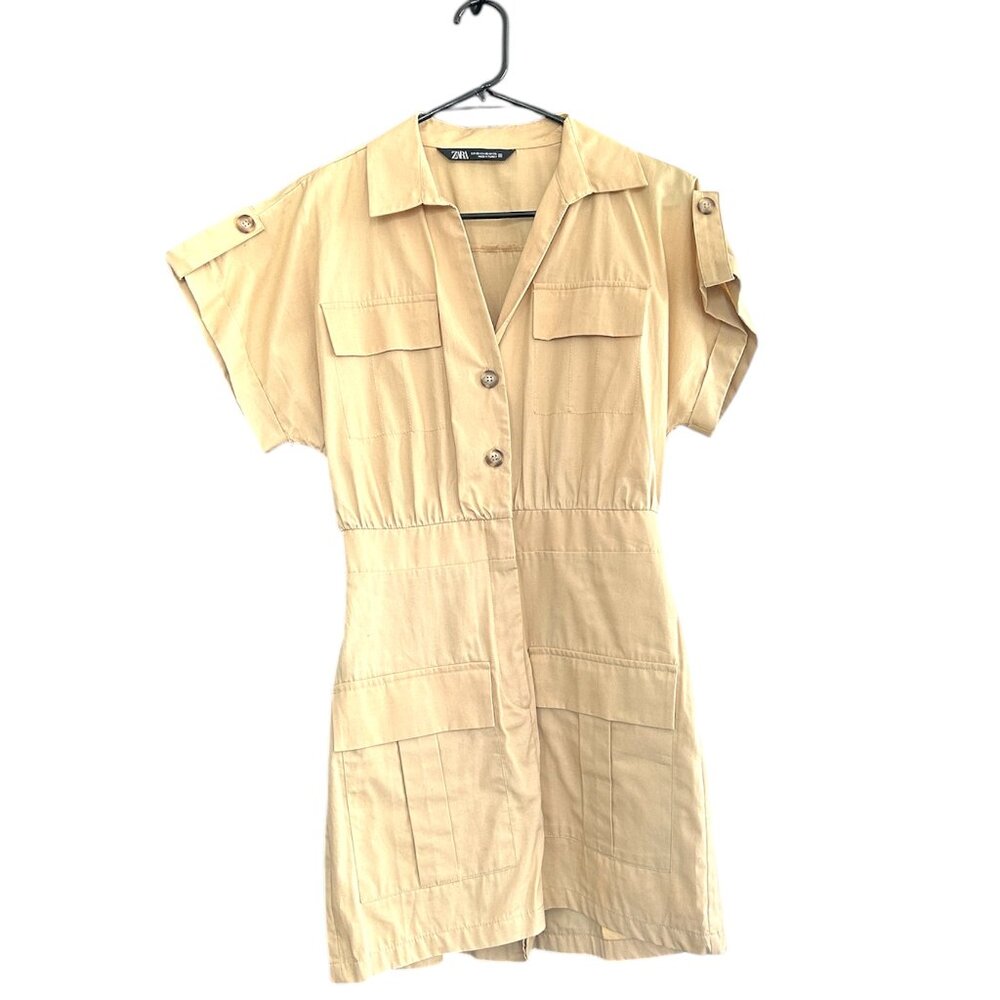 ZARA Poplin Cargo Jumpsuit Short